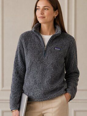 Patagonia Los Gatos 1/4 Zip Fleece Pullover Grey Blue Medium